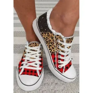 Fashionpared Women Casual 3D Printing Color Leopard Canvas Shoes