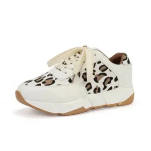 Fashionpared Women Fashion Autumn And Winter Leopard Leather Stitching Sneakers