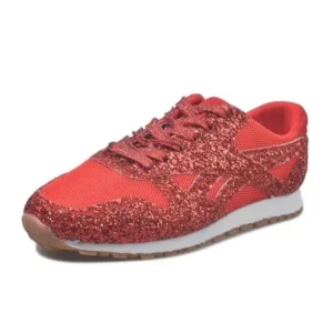 Fashionpared Women Fashion Round Toe Platform Sequins Rhinestone Platform Sneakers