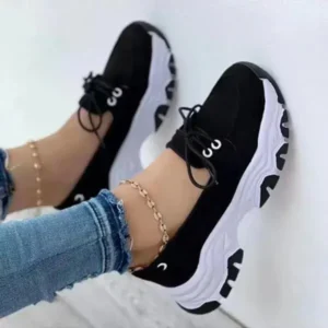 Fashionpared Women Fashion Lace Up Platform Casual Sneakers