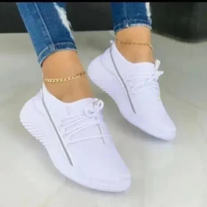 Fashionpared Women Fashion Breathable Lace-Up Flat Mesh Sneakers