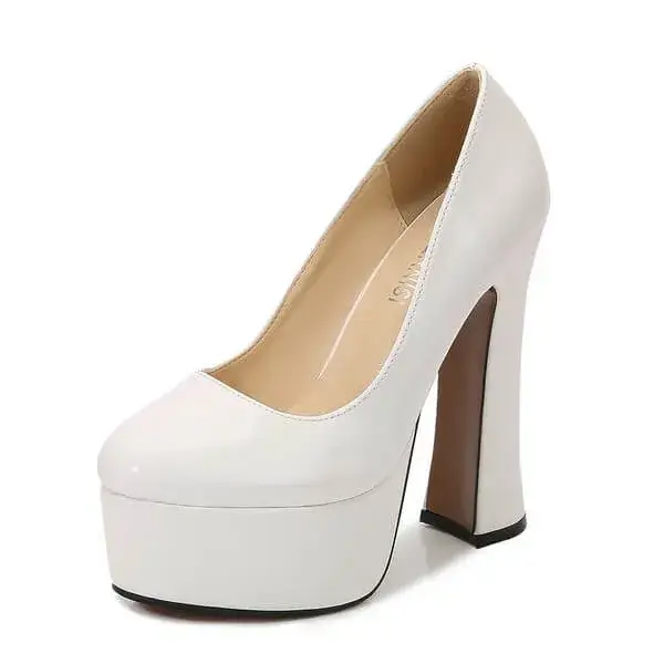 Fashionpared Women Plus Size Fashion Sexy Thick-Soled Chunky Heel Platform Round-Toe High-Heeled Shoes Wedges