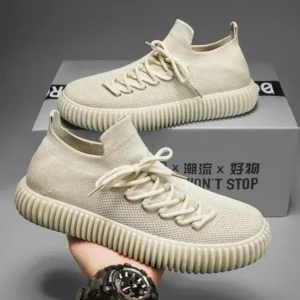 Fashionpared Men'S Casual Solid Color Breathable Rubber Sole Sneakers