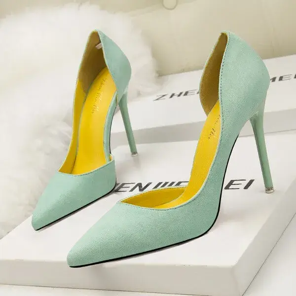 Fashionpared Women Fashion Simple Sexy Plus Size Suede Point-Toe High Heels Pumps