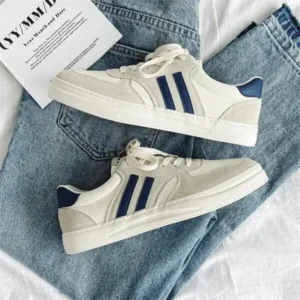 Fashionpared Men'S Casual Retro Stripe Canvas Sneakers