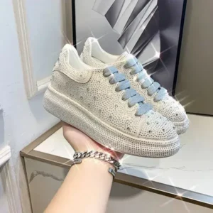 Fashionpared Casual Rhinestone Platform Sneakers