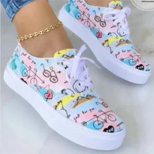 Fashionpared Graffiti Print Platform Canvas Shoes