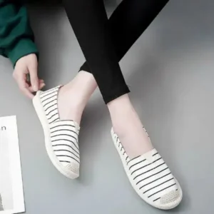 Fashionpared Fashion Stripe Pattern Design Women Round-Toe Casual Espadrilles Shoes