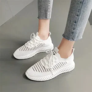 Fashionpared Women Fashion Mesh Cloth Lace-Up Sneakers