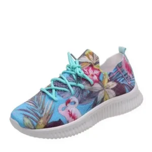 Fashionpared Women Fashion Casual Lace Up Design Mesh Breathable Graffiti Print Sneakers