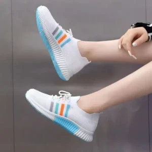 Fashionpared Women Casual Sports Lace Up Design Mesh Breathable Sneakers