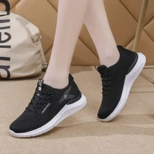 Fashionpared Women Sports Casual Lace Up Design Mesh Breathable Wedge Sneakers