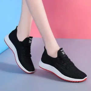 Fashionpared Women Sports Casual Lace Up Design Mesh Breathable Running Sneakers