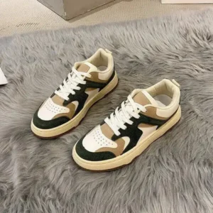 Fashionpared Women Fashion Lace Up Design Color Blocking Sneakers