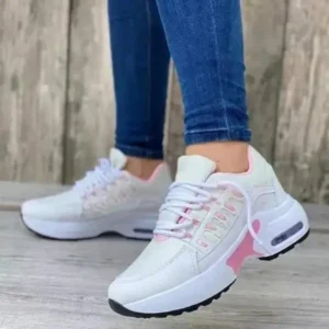 Fashionpared Women Fashion Casual Lace Up Design Air Cushion Platform Sneakers