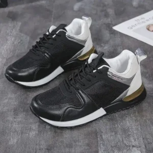 Fashionpared Women Casual Sports Lace-Up Design Mesh Breathable Platform Sneakers