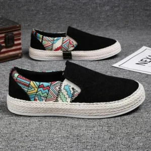 Fashionpared Men Fashion Color Matching Breathable Canvas Flats Shoes