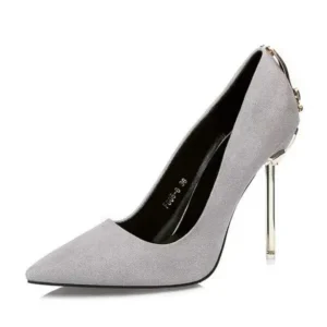 Fashionpared Women Sexy Metal Heel Pointed-Toe High Heels Shoes