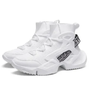 Fashionpared Men'S Fashion Platform White High Top Sneakers