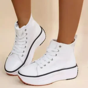 Fashionpared Women Fashion Casual Lace Up Design Zebra Pattern Wedge Platform Canvas Sneakers