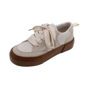 Fashionpared Women Casual Round Toe Lace Up Design Platform Sneakers