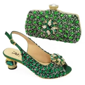 Fashionpared Fashion Rhinestone Design Party Women High Heel Peep Toe Sandals And Clutch Evening Bag Set