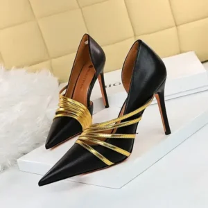 Fashionpared Women Fashion Sexy Pointed Toe Hollow Design Stiletto Shoes