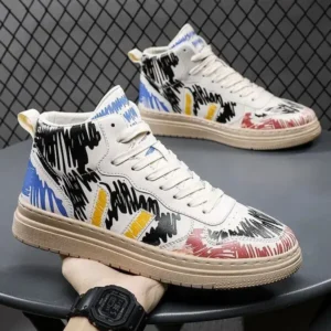 Fashionpared Men Fashion Graffiti Thick Sole Breathable Sneakers