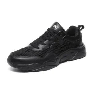 Fashionpared Men Fashion Pu Mesh Breathable Sneakers