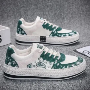 Fashionpared Men Fashion Cashew Flower Printed Canvas Sneakers