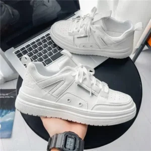 Fashionpared Men'S Fashion Breathable Thick-Soled Pu Sneakers