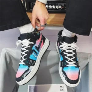 Fashionpared Men'S Fashion Color Matching Breathable High Top Sneakers