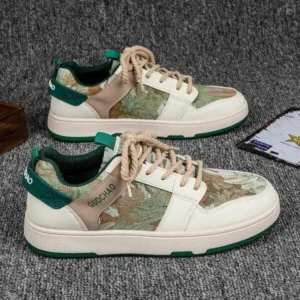 Fashionpared Men'S Casual Retro Secret Forest Oil Painting Pattern Sneakers