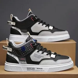 Fashionpared Men'S Fashion High Top Color Block Sneakers