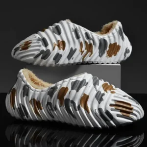 Fashionpared Men'S Fashion Camouflage Coconut Shape Fleece Warm Plush Shoes