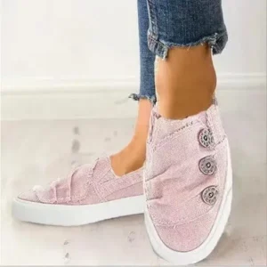 Fashionpared Women Fashion Plus Size Solid Denim Canvas Flat Sneakers