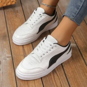 Fashionpared Women Fashion Plus Size Thick-Soled Round Toe Flat Sneakers