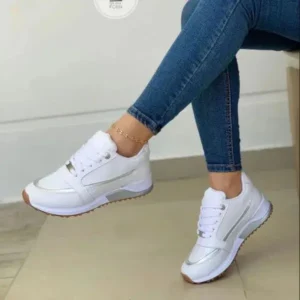 Fashionpared Women Fashion Plus Size Flat Round-Head Colorblock Sneakers