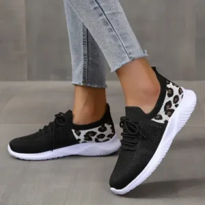 Fashionpared Women Casual Mesh Breathable Leopard Sneakers