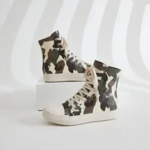 Fashionpared Women Fashion Casual Plus Size Camouflage Thick-Soled High Top Shoes