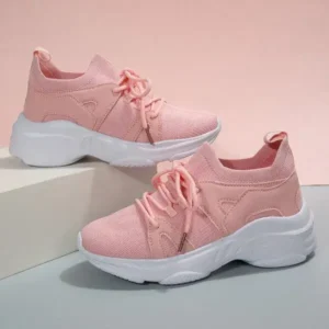 Fashionpared Women Fashion Casual Fly-Woven Breathable Lace-Up Sneakers