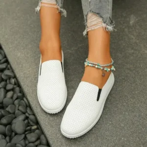 Fashionpared Women Fashion Solid Color Simple Breathable Flat Round Toe Sneakers