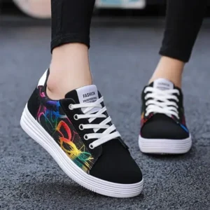 Fashionpared Men Fashion Graffiti Pattern Lightweight Canvas Sneakers