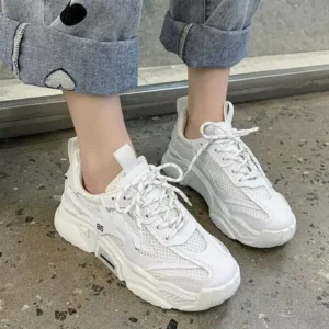 Fashionpared Women Fashion Casual Mesh Breathable Thick-Soled Sneakers