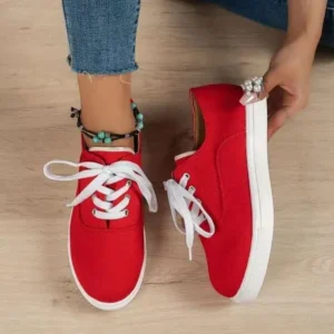 Fashionpared Women Fashion Casual Solid Color Lace-Up Canvas Shoes