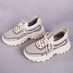 Fashionpared Spring And Autumn Women Fashion Casual Breathable Fly Weave Sports Thick-Soled Shoes