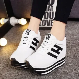 Fashionpared Women Fashion Casual Letter Printed Lace-Up Thick-Soled Sneakers