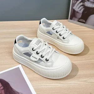 Fashionpared Women Fashion Breathable Hollow Casual Sneakers Thick Soled Sneakers