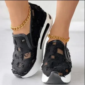 Fashionpared Women Fashion Comfortable Non-Slip Canvas Mesh Platform Sneakers