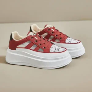 Fashionpared Women Fashion Hollow Breathable Mesh Platform Sneakers